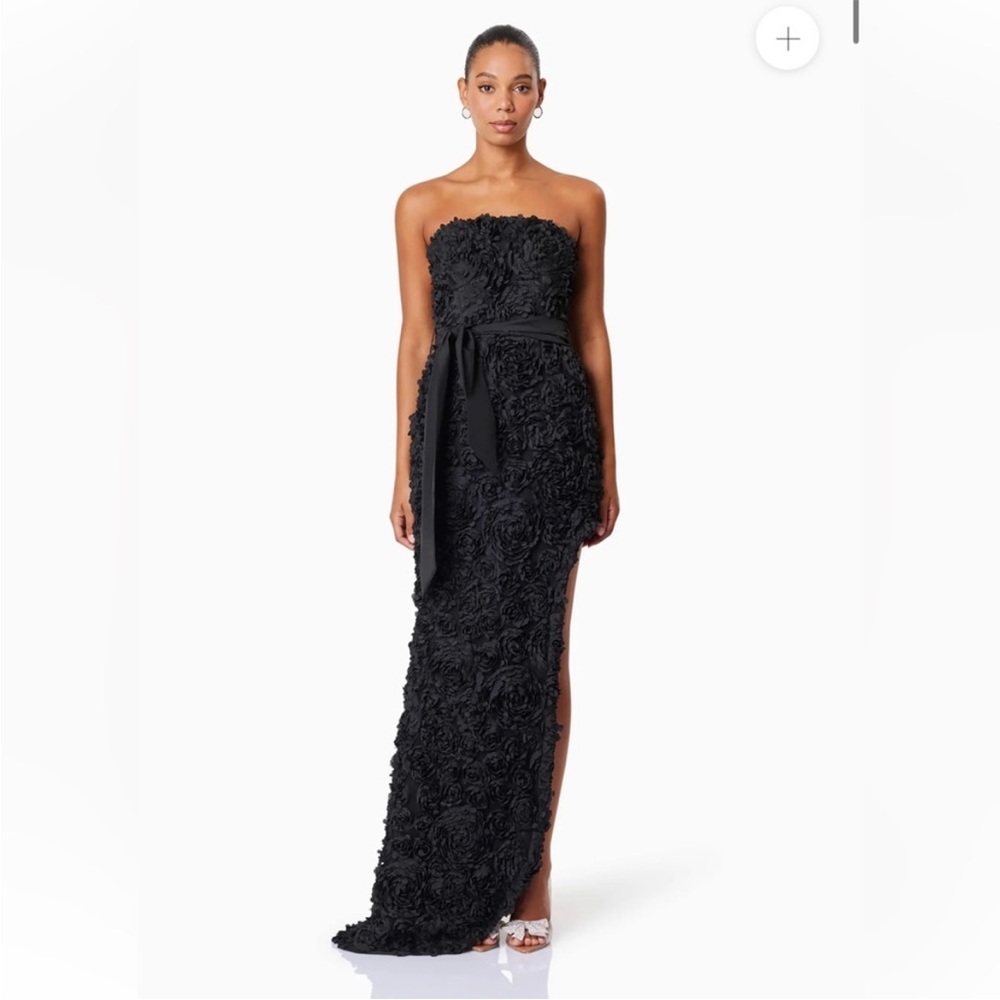 NWT Elliatt Black Strapless Floral Dress